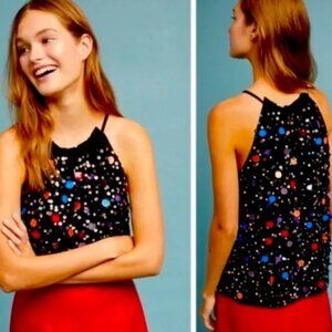 Anthropologie Moulinette Soeurs Palliette Black Sequin Tank Top
